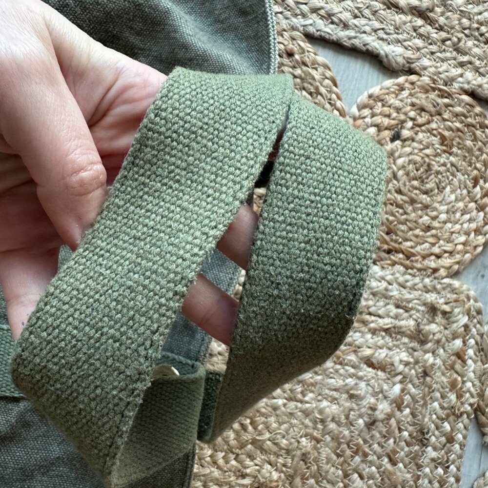 Vanessa Bruno Linen L Cabas Tote – Olive / Khaki – Muted Gold Eyelets – Size L - Picture 7 of 14